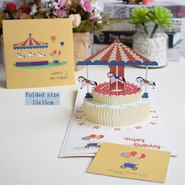 Horse Carousel Birthday Card